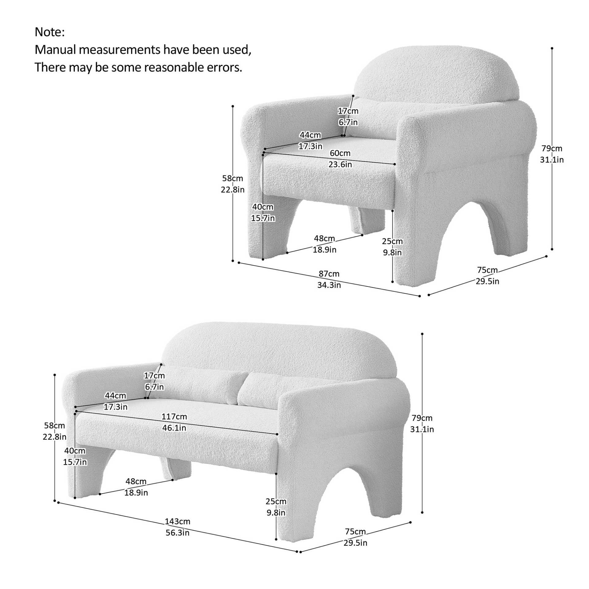 Sofa & Chair sets | Modern Boucle Loveseat & Accent Chair Set for Living Room - 2 Piece Sofa Couch | casafoyer.myshopify.com