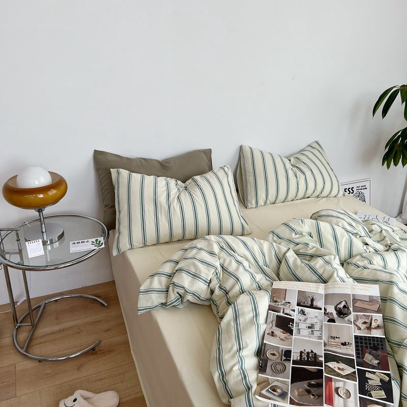 Bed Linen | CasaFoyer Cotton Fabric Striped Four-piece Set | casafoyer.myshopify.com