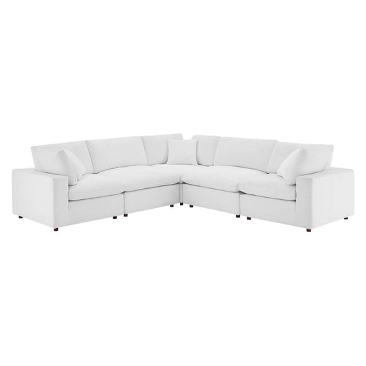 sofas | CasaFoyer Commix | Luxurious Sectional Sofa | Stain-Resistant Velvet | Solid Wood Construction | Foam Padded Cushions | 5-Piece Set | White | casafoyer.myshopify.com