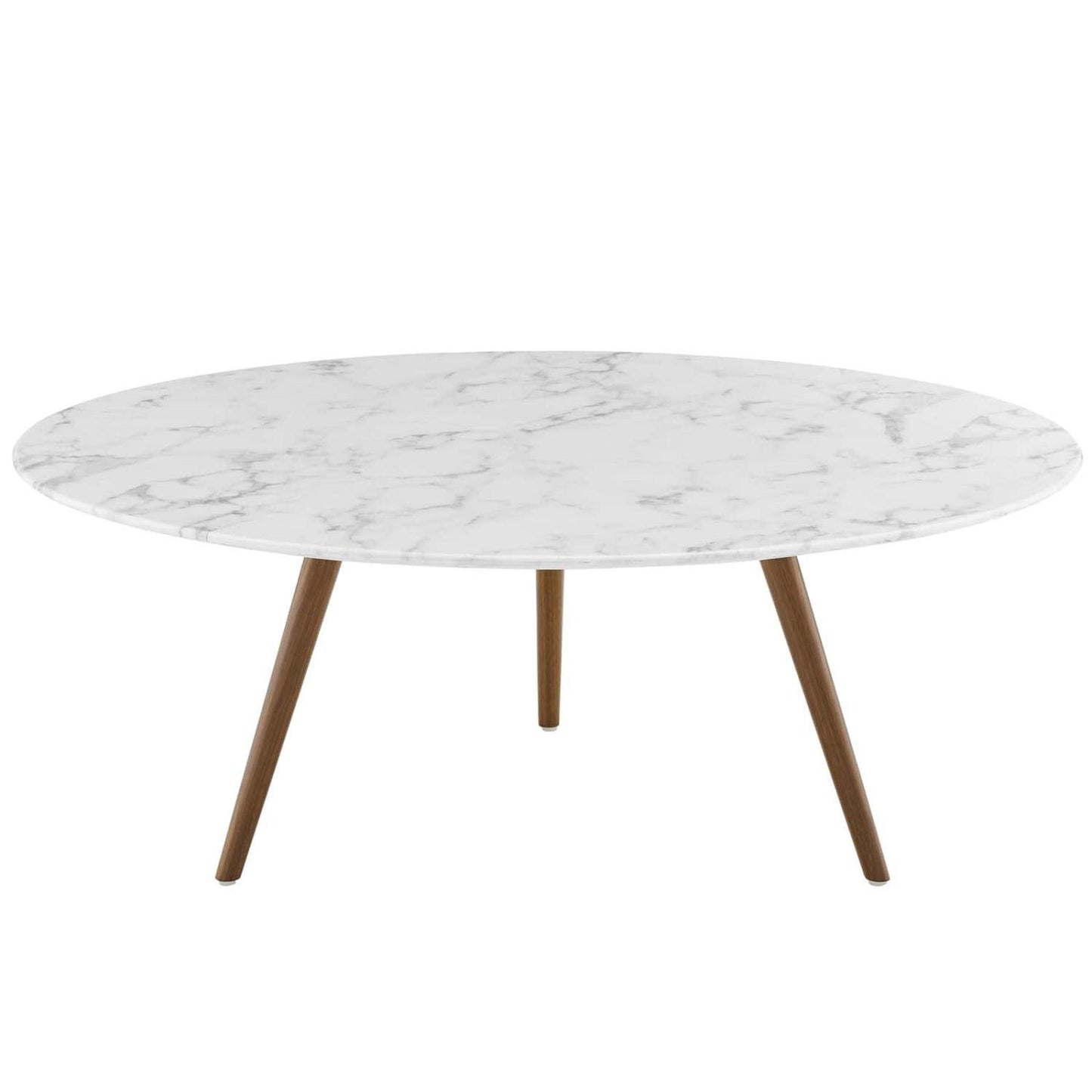 coffee tables | Ergode Lippa 40 Round Walnut Veneer Coffee Table | Timeless Design | Scratch-Resistant Finish | Tripod Base | Perfect for Living Room or Home Office | casafoyer.myshopify.com