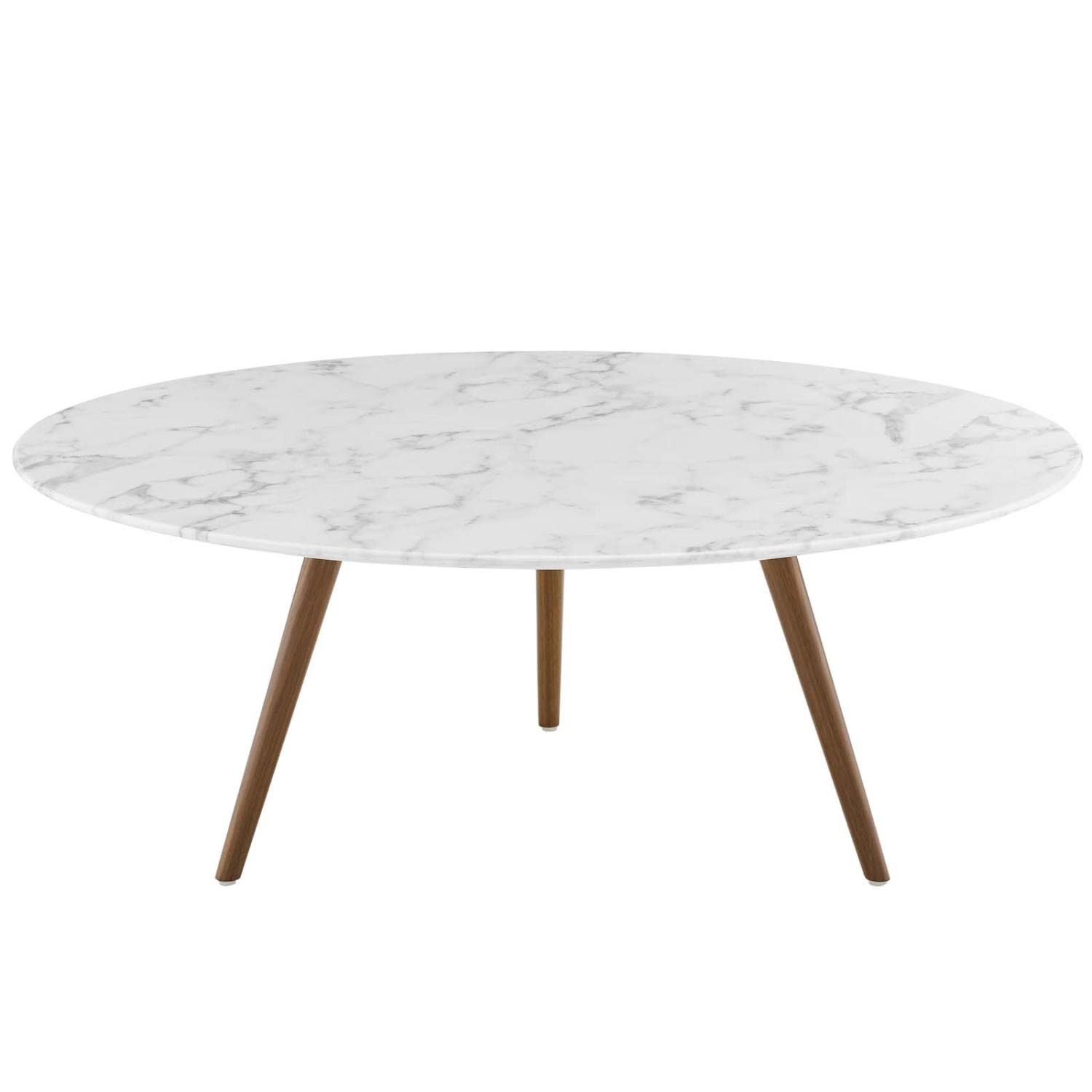 coffee tables | Ergode Lippa 40 Round Walnut Veneer Coffee Table | Timeless Design | Scratch-Resistant Finish | Tripod Base | Perfect for Living Room or Home Office | casafoyer.myshopify.com