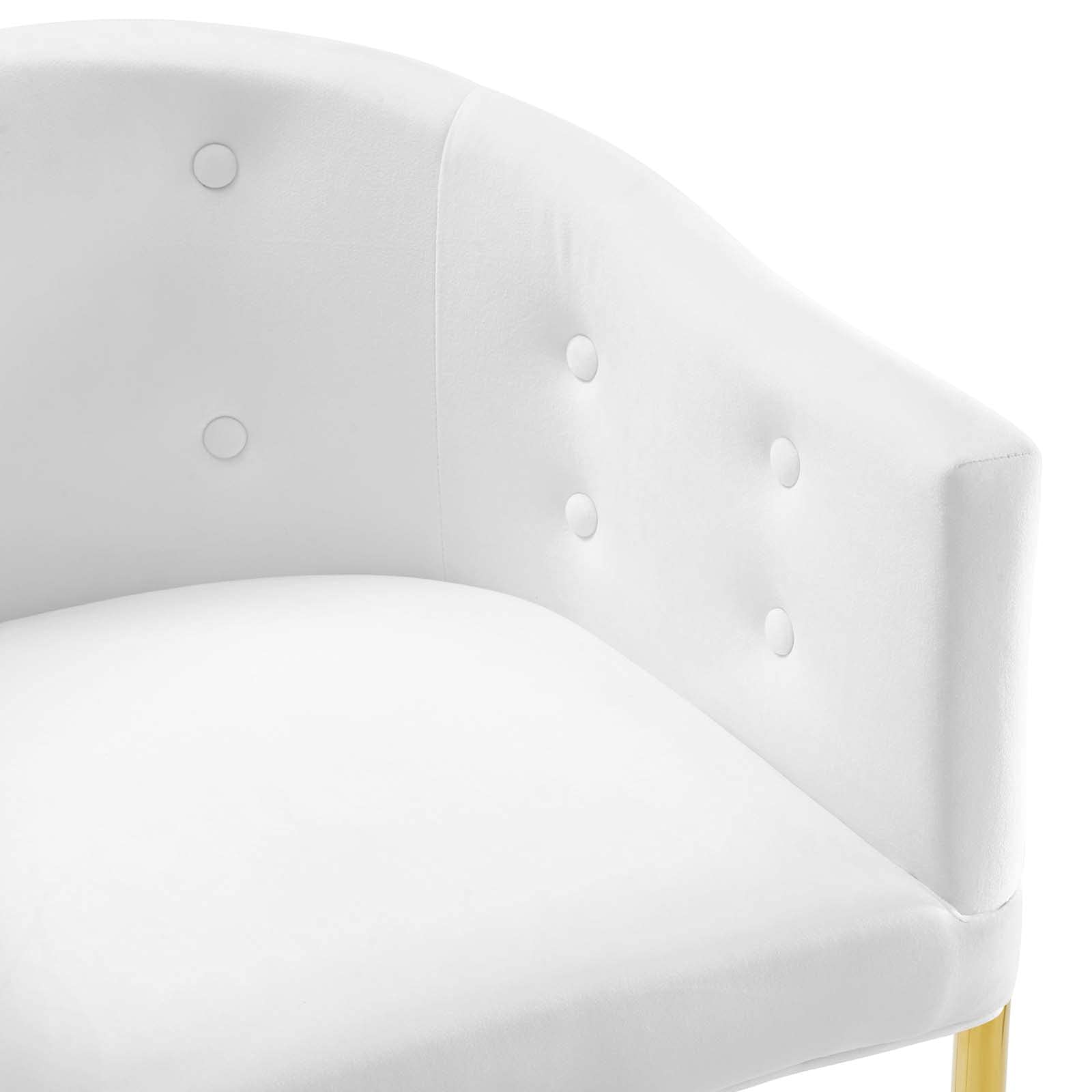 barstools | CasaFoyer Savour Tufted Performance Velvet Bar Stool | Elegant, Stain-Resistant | Comfortable Seating | Chrome Gold Frame | 300 lbs Capacity | White | casafoyer.myshopify.com