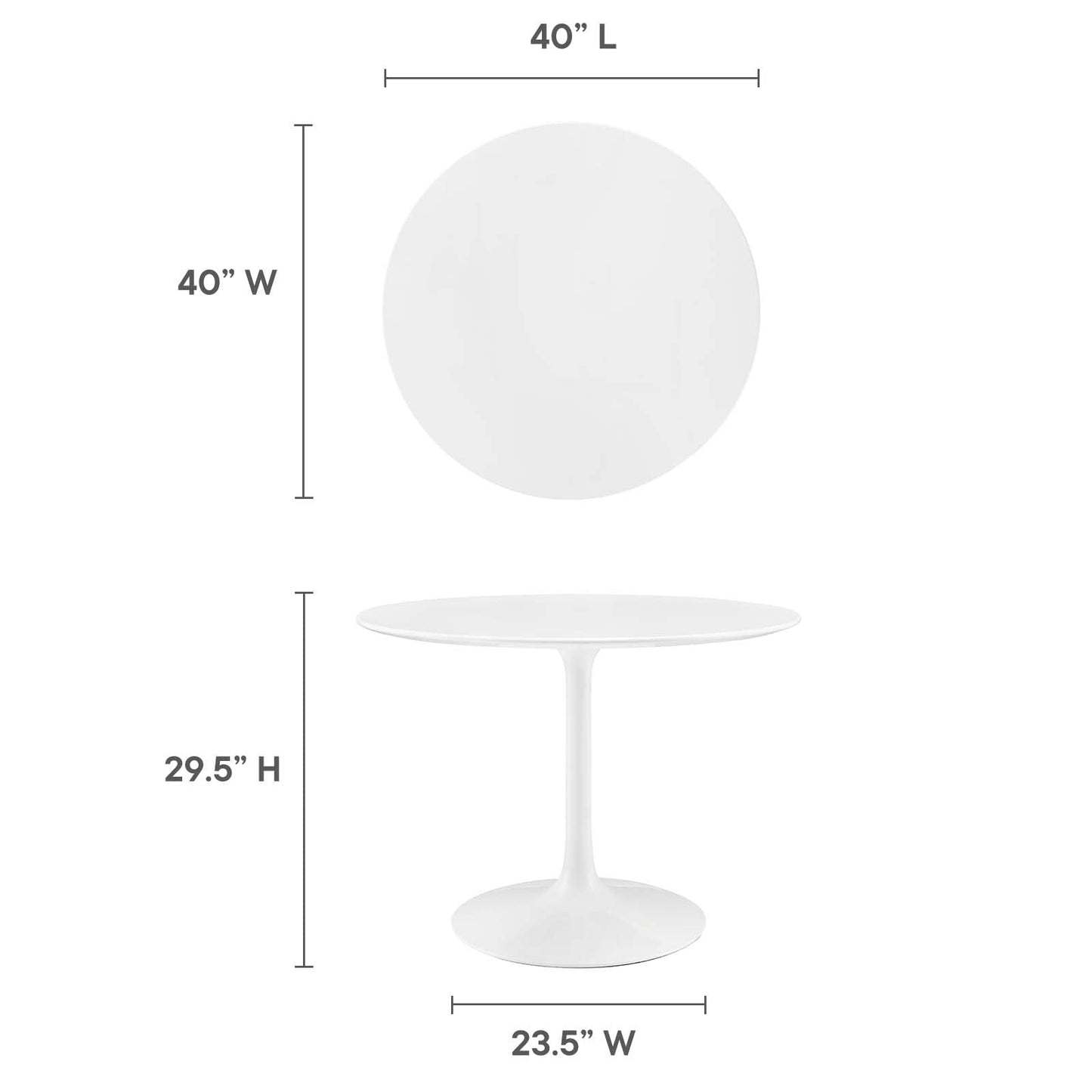 Dining Table | Lippa 40 Round Dining Table | Timeless Design | Chip-Resistant Lacquer Finish | Metal Tapered Base | White Top | casafoyer.myshopify.com