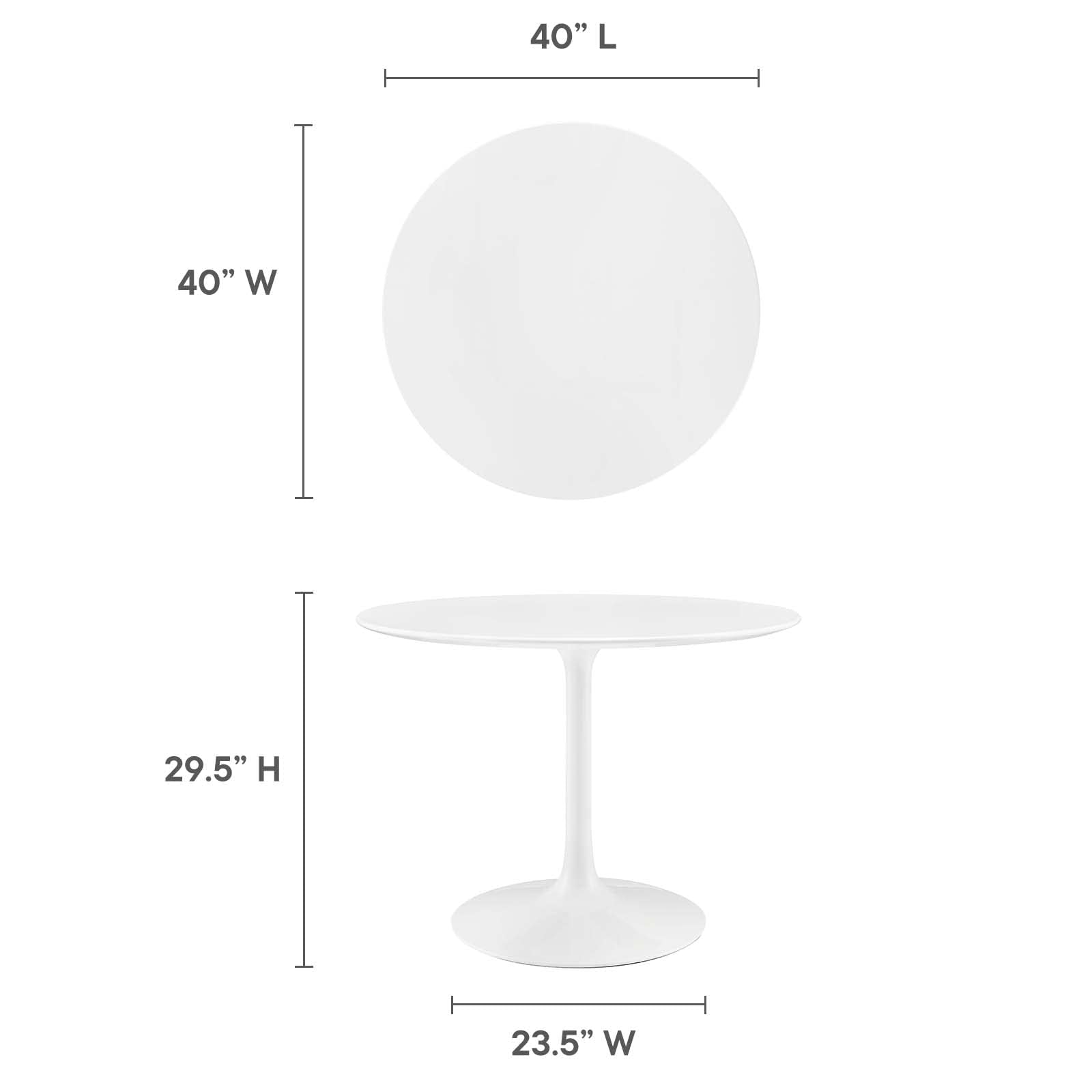 Dining Table | Lippa 40 Round Dining Table | Timeless Design | Chip-Resistant Lacquer Finish | Metal Tapered Base | White Top | casafoyer.myshopify.com