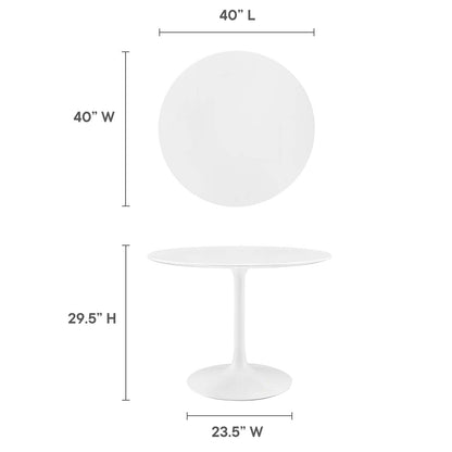 Dining Table | Lippa 40 Round Dining Table | Timeless Design | Chip-Resistant Lacquer Finish | Metal Tapered Base | White Top | casafoyer.myshopify.com