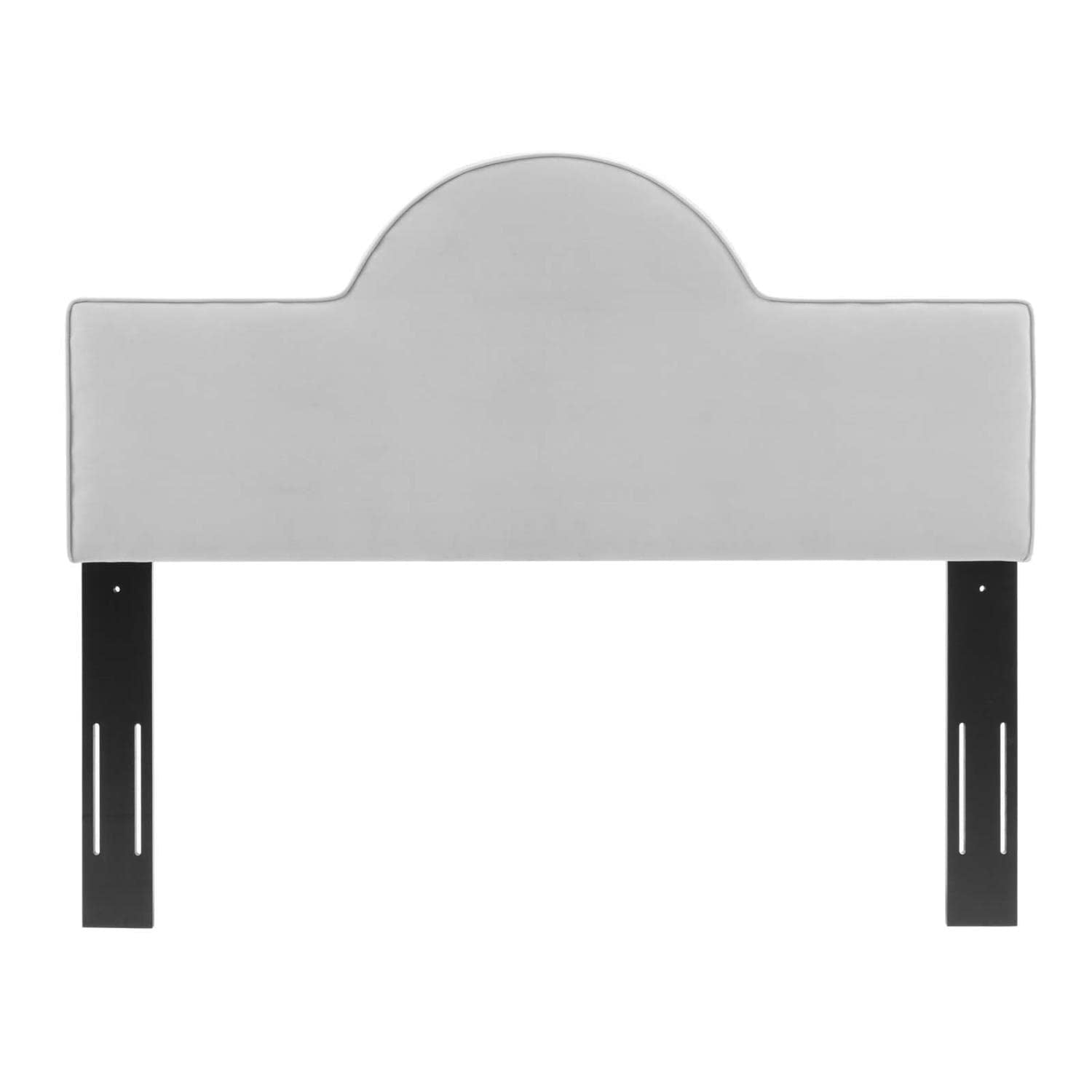Bed | CasaFoyer Dawn Performance Velvet Full/Queen Headboard | Elegant Sunrise Design | Stain-Resistant Velvet | Plush Cushioning | Adjustable Height | Light Gray | casafoyer.myshopify.com