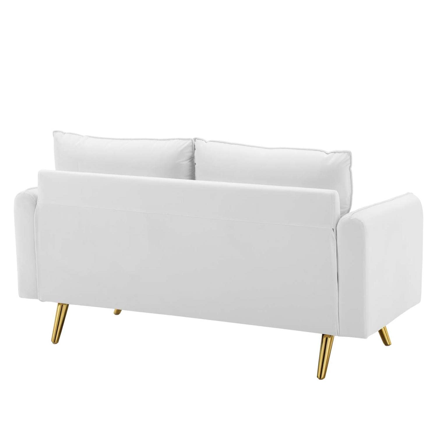 sofas | CasaFoyer Revive Upholstered Performance Velvet Loveseat | Comfortable Design | Stain-Resistant | Gold Legs | White | casafoyer.myshopify.com