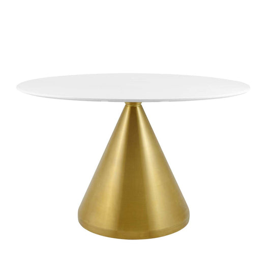 patio dining tables | CasaFoyer Tupelo 48 Dining Table | Modern Style | Mid-Century Charm | Polished Gold Metal Base | Easy to Clean | Non-Marking Ring | Assembly Required | casafoyer.myshopify.com