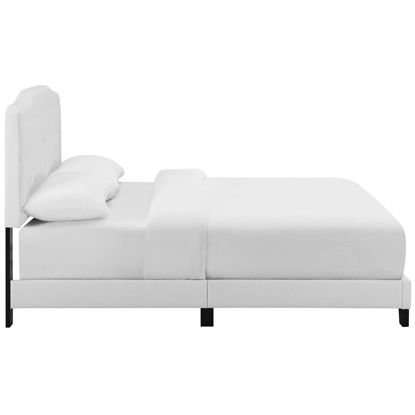 Bed | CasaFoyer Amelia Queen Bed | Chic Design | Button-Tufted Headboard | Solid Wood Construction | Soft Polyester Fabric | Non-Marking Wood Legs | Supports up to 800 lbs | White | casafoyer.myshopify.com