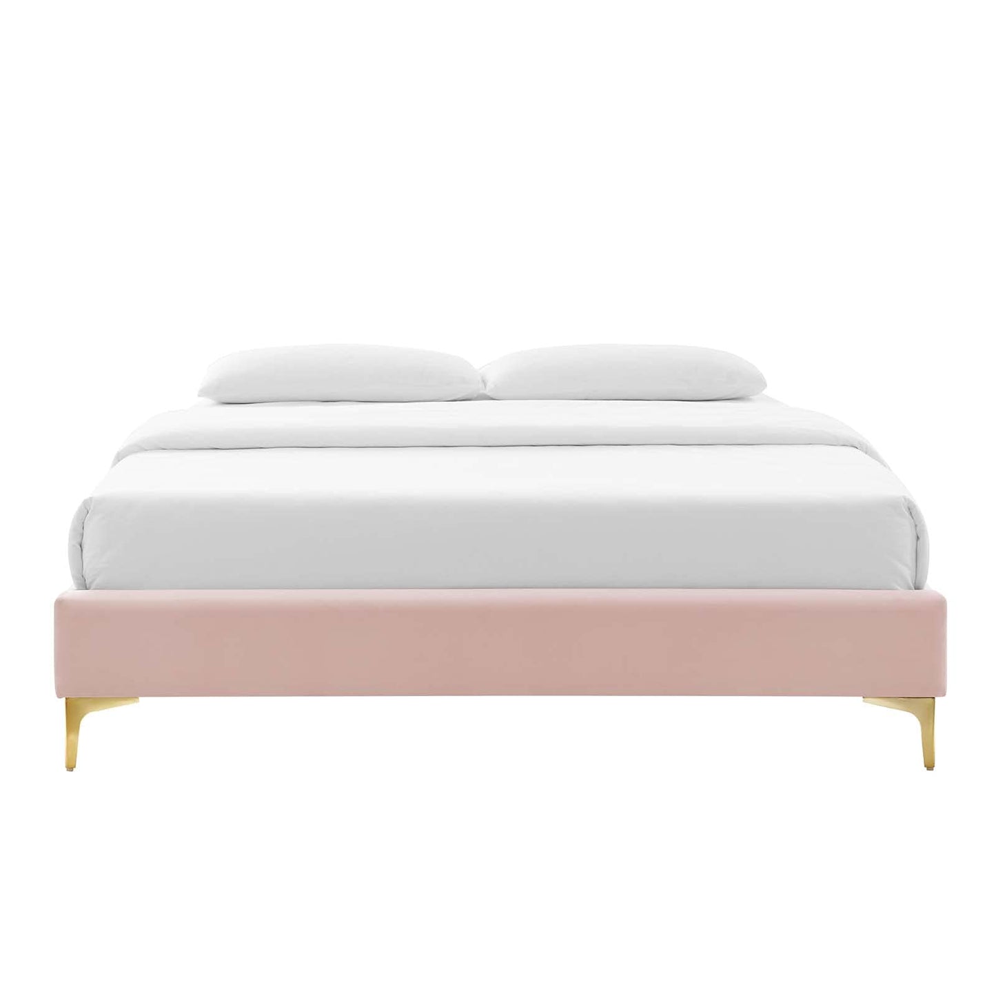 Bed | CasaFoyer Sutton Performance Velvet Full Bed Frame | Stain-Resistant Upholstery | Wood Slat Support | Gold Metal Legs | 800 lbs Weight Capacity | casafoyer.myshopify.com