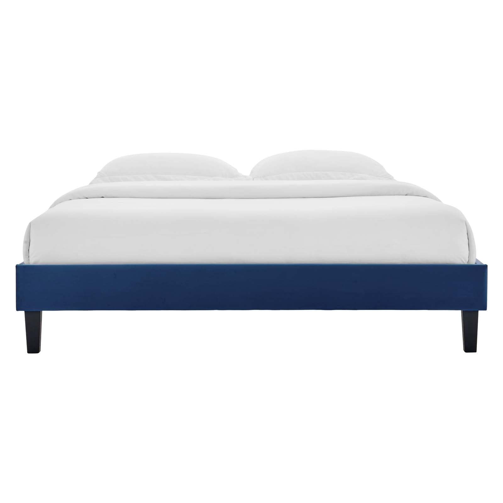 Bed | CasaFoyer Reign Performance Velvet King Platform Bed Frame | Elegant, Durable, Versatile | No Box Spring Needed | Navy | 800 lbs Weight Capacity | casafoyer.myshopify.com