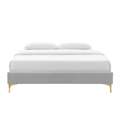 bed frames | CasaFoyer Sutton Performance Velvet Full Bed Frame | Stain-Resistant | Durable | No Box Spring Needed | Gold Metal Legs | 800 lbs Weight Capacity | casafoyer.myshopify.com