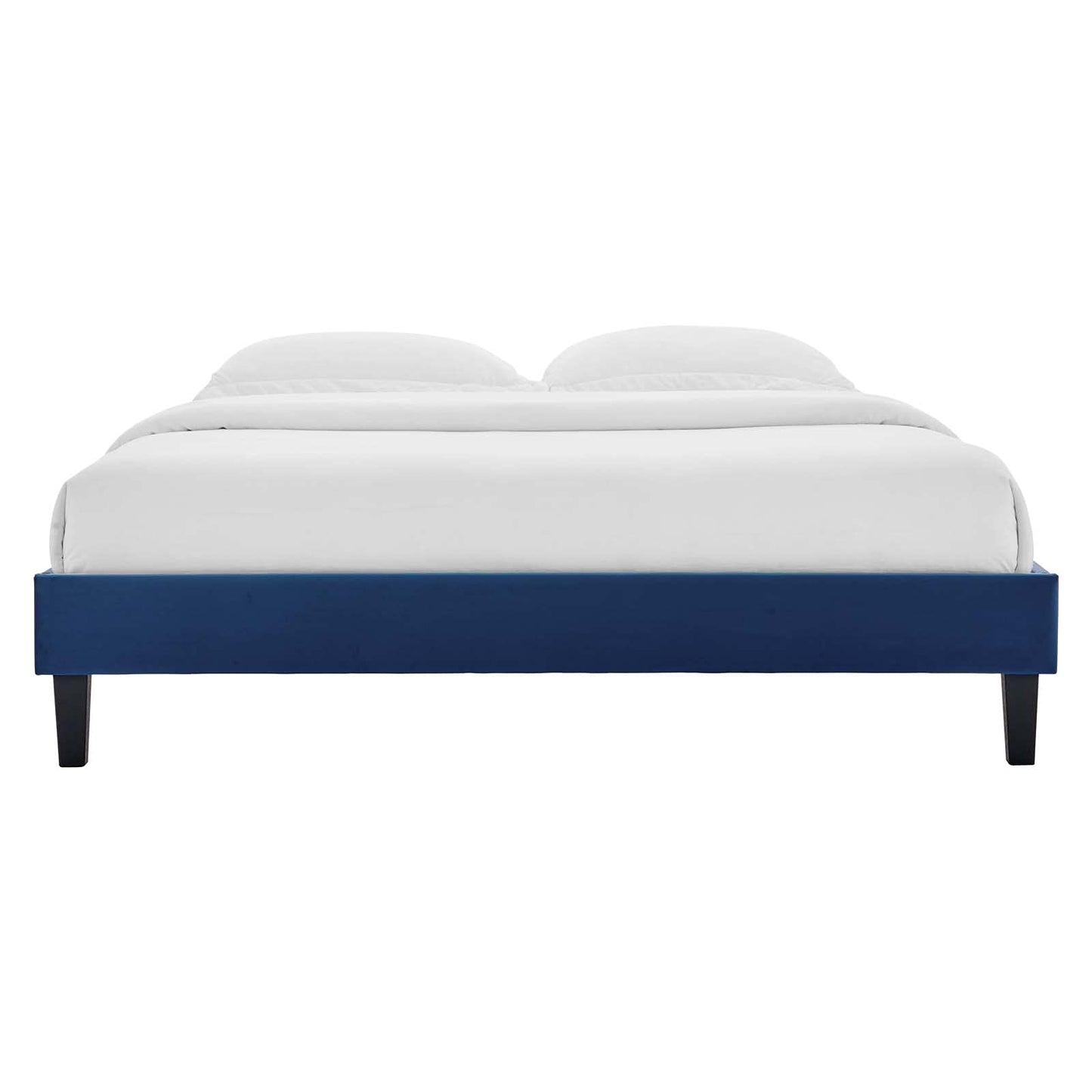 Bed | CasaFoyer Reign Performance Velvet Full Platform Bed Frame | Elegant & Durable | Sturdy Side Rails & Tapered Legs | Compatible with Full Headboards | 800 lbs Weight Capacity | Navy | casafoyer.myshopify.com