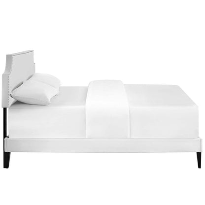 adjustable bed bases | CasaFoyer Corene Platform Bed | Solid Wood Frame | Vinyl Upholstery | Tapered Legs | No Box Spring Needed | Queen Size | Black | casafoyer.myshopify.com