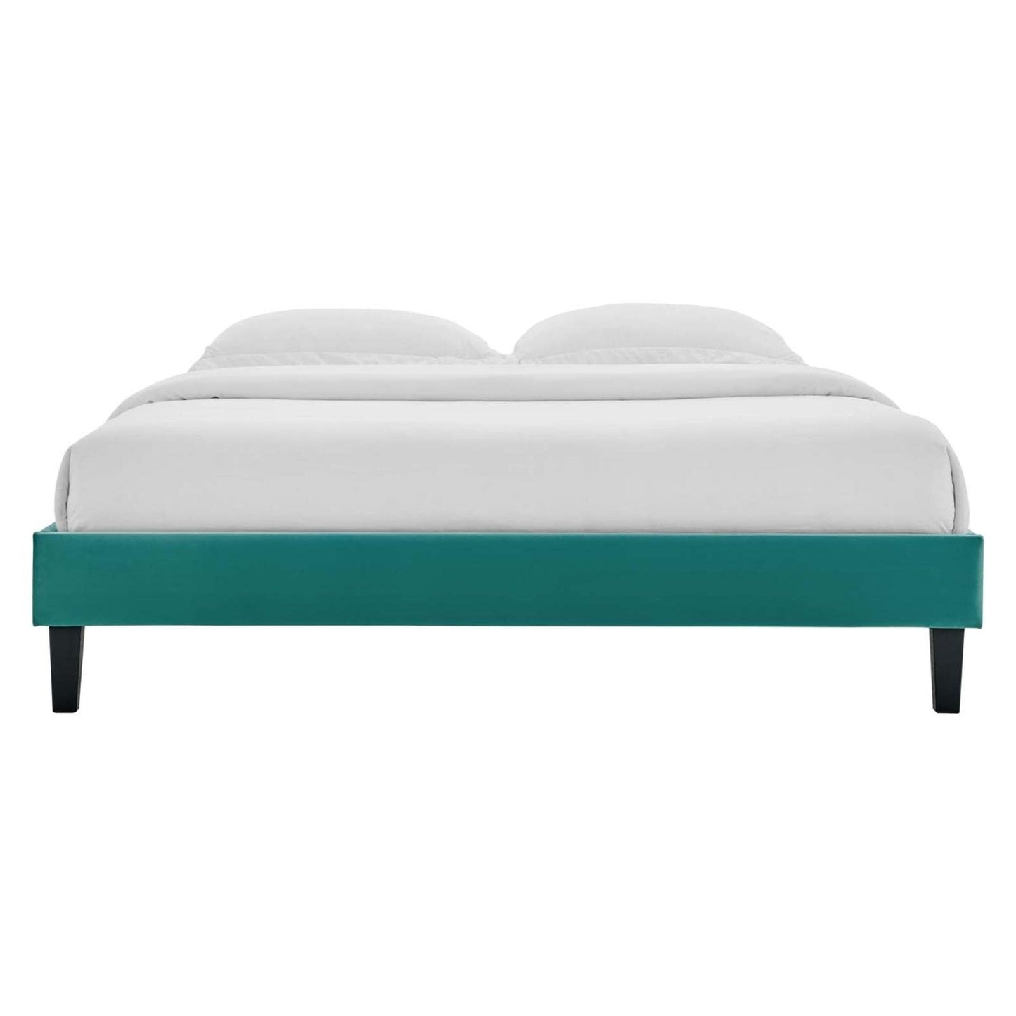 adjustable bed bases | CasaFoyer Reign King Performance Velvet Platform Bed Frame | Upgrade Bedroom Decor with Elegant, Stain-Resistant Velvet | Sturdy Design for Memory Foam, Latex, Innerspring Mattresses | No Box Spring Needed | Easy Assembly | Teal | casafoyer.myshopify.com