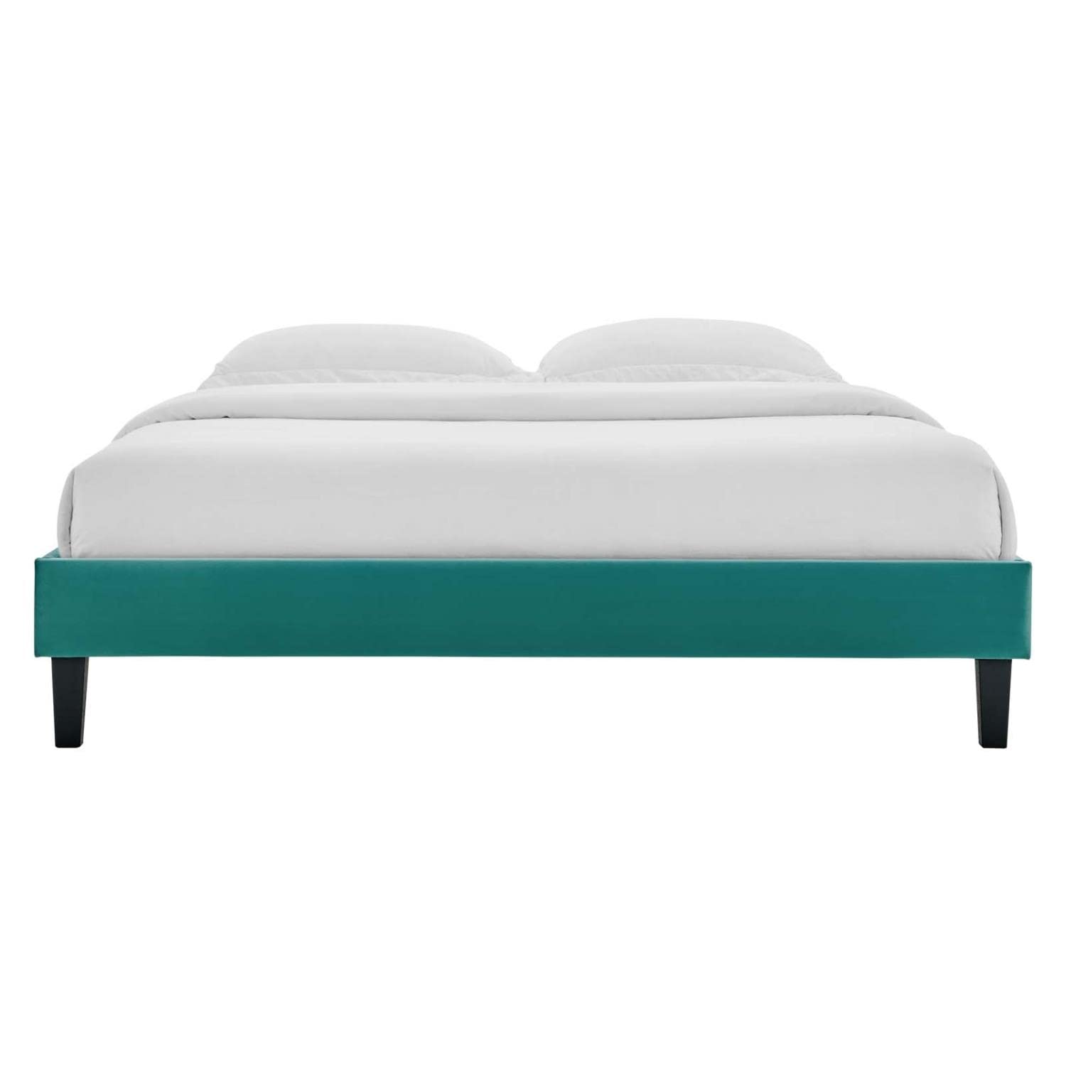 adjustable bed bases | CasaFoyer Reign King Performance Velvet Platform Bed Frame | Upgrade Bedroom Decor with Elegant, Stain-Resistant Velvet | Sturdy Design for Memory Foam, Latex, Innerspring Mattresses | No Box Spring Needed | Easy Assembly | Teal | casafoyer.myshopify.com