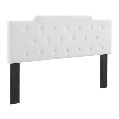 Bed | CasaFoyer Juliet Tufted Performance Velvet Full/Queen Headboard | Vintage Elegance | Diamond Button Tufting | Plush Padding | Stain-Resistant | Adjustable Mounting Positions | White | casafoyer.myshopify.com