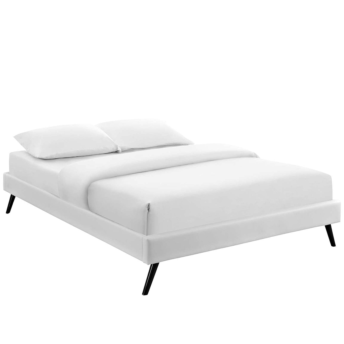 bed frames | CasaFoyer Loryn Platform Bed | Solid Wood Frame | Vinyl Upholstery | Tapered Legs | No Box Spring Needed | Compatible with Aveline Memory Foam Mattresses | Stylish Headboard Options | Ideal for Modern Bedrooms | casafoyer.myshopify.com