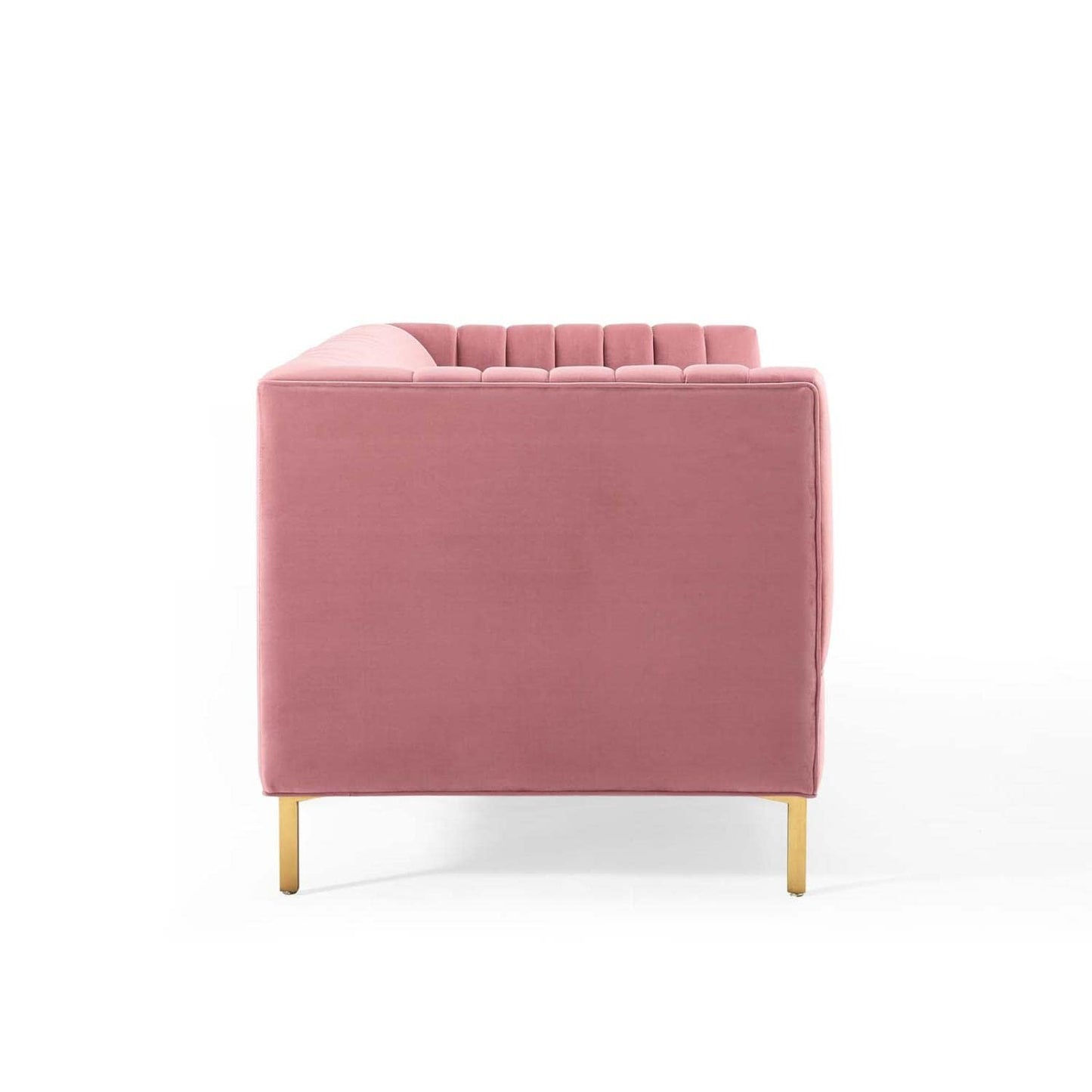 sofas | CasaFoyer Shift Channel Tufted Performance Velvet Living Room Sofa | Elegant Deco Design | Stain-Resistant Upholstery | Gold Stainless Steel Legs | 900 lbs Weight Capacity | casafoyer.myshopify.com