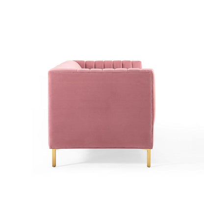 sofas | CasaFoyer Shift Channel Tufted Performance Velvet Living Room Sofa | Elegant Deco Design | Stain-Resistant Upholstery | Gold Stainless Steel Legs | 900 lbs Weight Capacity | casafoyer.myshopify.com