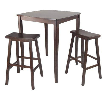 TABLE | CasaFoyer  Wood Inglewood High Table | Elegant & Versatile | Tapered Legs & Curved Profile | Walnut Finish | Fits Small Spaces | Accommodates 4 Guests | Easy Assembly | 33.86 W x 33.86 D x 38.9 H | casafoyer.myshopify.com