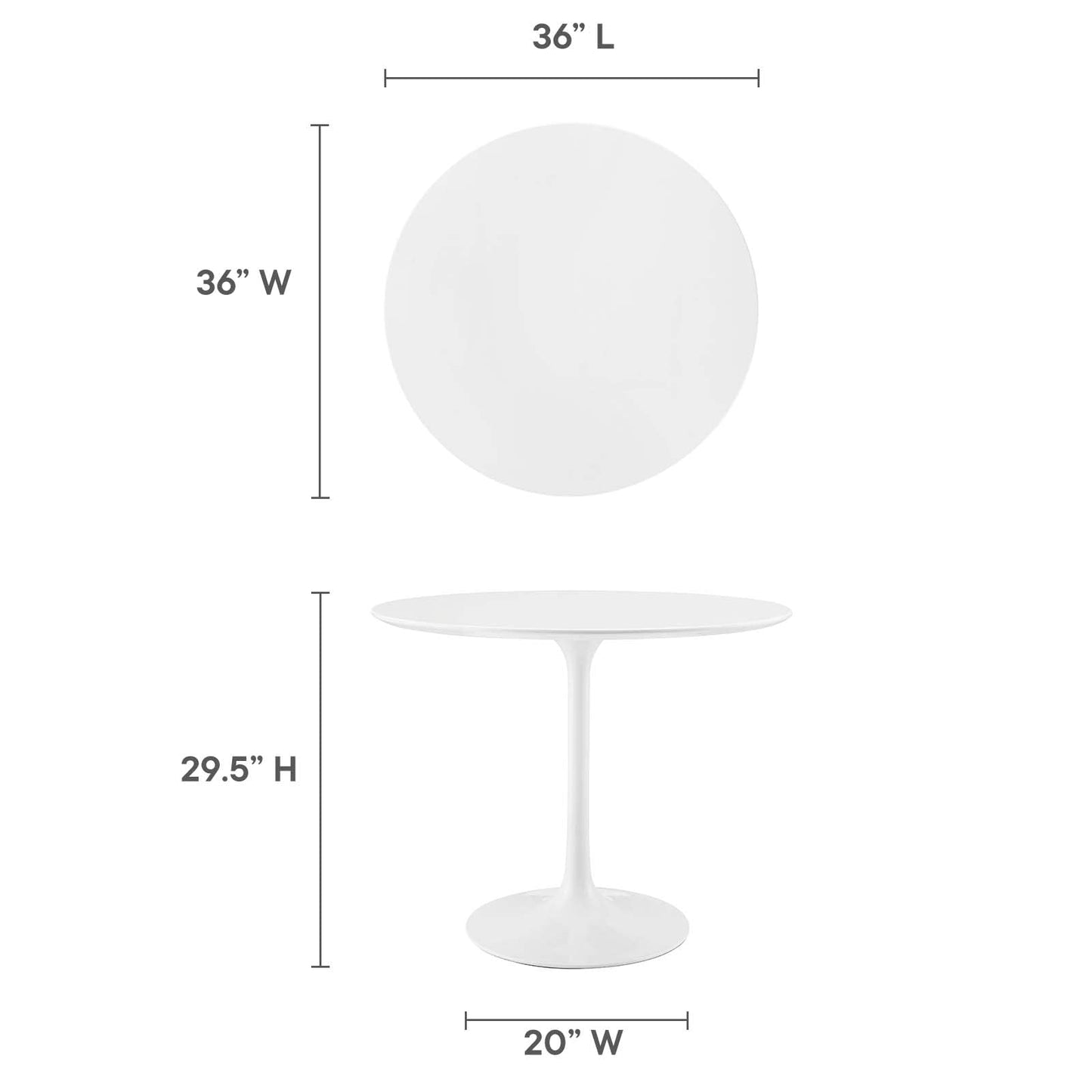 Dining Table | Lippa 36 Round Dining Table | Timeless Modern Design | White Top | Metal Base | Chip-Resistant Finish | casafoyer.myshopify.com