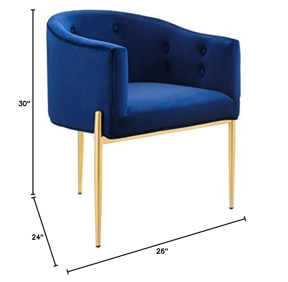 home office desk chairs | CasaFoyer Savour Tufted Performance Velvet Accent Armchair | Elegant & Practical | Stain-Resistant | Plush Foam Padding | Chrome Gold Legs | Navy | casafoyer.myshopify.com