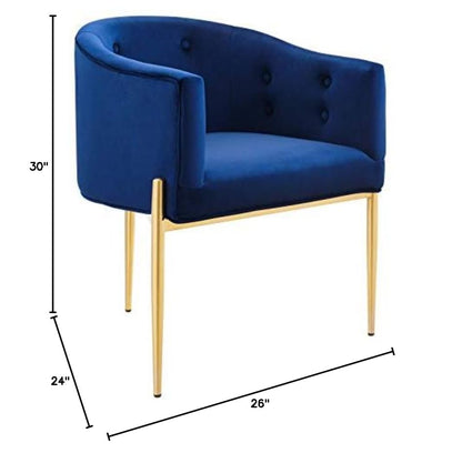 home office desk chairs | CasaFoyer Savour Tufted Performance Velvet Accent Armchair | Elegant & Practical | Stain-Resistant | Plush Foam Padding | Chrome Gold Legs | Navy | casafoyer.myshopify.com