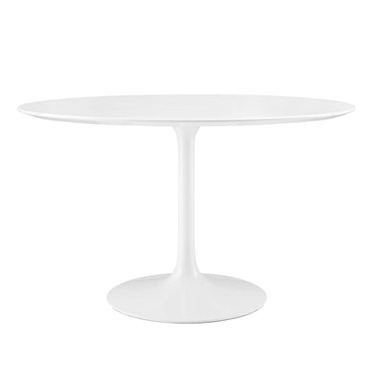 Dining Table | Lippa 47 Round Dining Table | Timeless Design | Organic Shape | Chip-Resistant Finish | Metal Tapered Base | White Top | casafoyer.myshopify.com