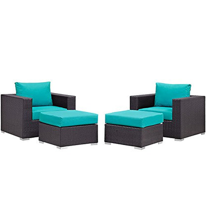 kitchen and dining room sets | CasaFoyer Convene Outdoor Sectional Set | Durable Rattan & Aluminum Frame | Weather-Resistant Cushions | 4 Piece Sofa & Ottoman Set | casafoyer.myshopify.com