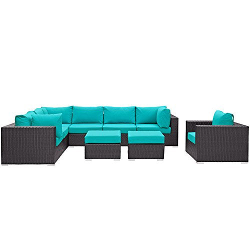 kitchen and dining room sets | CasaFoyer Convene Outdoor Sectional Set | Synthetic Rattan | Aluminum Frame | All-Weather Cushions | Patio Sofa, Armchair, Armless, Corner, Ottoman | casafoyer.myshopify.com