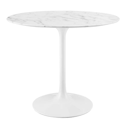 patio dining tables | CasaFoyer Lippa 36 Marble Dining Table | Sleek Contemporary Design | Organic Shape | Scratch Resistant Finish | Tapered Metal Base | casafoyer.myshopify.com