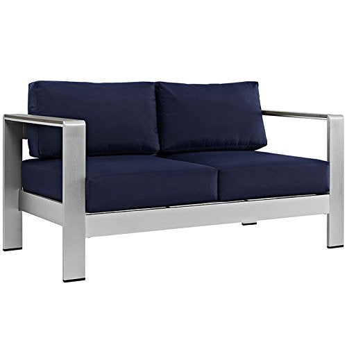 kitchen and dining room sets | CasaFoyer Shore Outdoor Patio Collection | Durable Aluminum Sectional Sofa Set - Silver Navy | Enhance outdoor relaxation with this elegant furniture set. Includes Coffee Table, Loveseat, and Armchairs. | casafoyer.myshopify.com