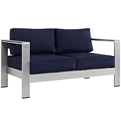 kitchen and dining room sets | CasaFoyer Shore Outdoor Patio Collection | Durable Aluminum Sectional Sofa Set - Silver Navy | Enhance outdoor relaxation with this elegant furniture set. Includes Coffee Table, Loveseat, and Armchairs. | casafoyer.myshopify.com