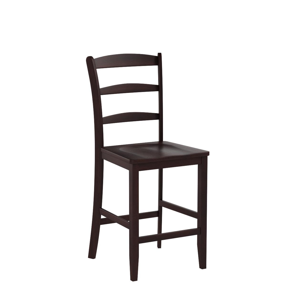 STOOL_SEATING | CasaFoyer  Wood Benjamin Ladder-Back Counter Stools | Set of 2 | Walnut Finish | Rustic to Modern Decor | 24.02 Seat Height | Solid Wood | Easy Assembly | Replacement Parts | 16.44 W x 19.67 D x 39.44 H | 29.5 lbs | casafoyer.myshopify.com