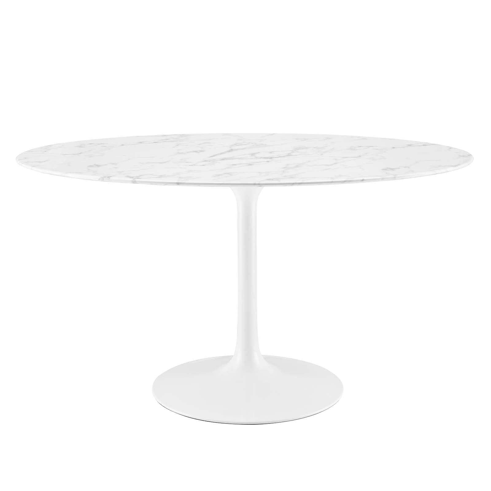 Dining Table | Lippa 54 Oval Artificial Marble Dining Table | Timeless Modern Design | Scratch Resistant Finish | Tapered Metal Base | casafoyer.myshopify.com