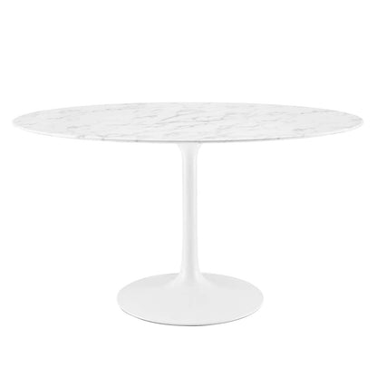 Dining Table | Lippa 54 Oval Artificial Marble Dining Table | Timeless Modern Design | Scratch Resistant Finish | Tapered Metal Base | casafoyer.myshopify.com