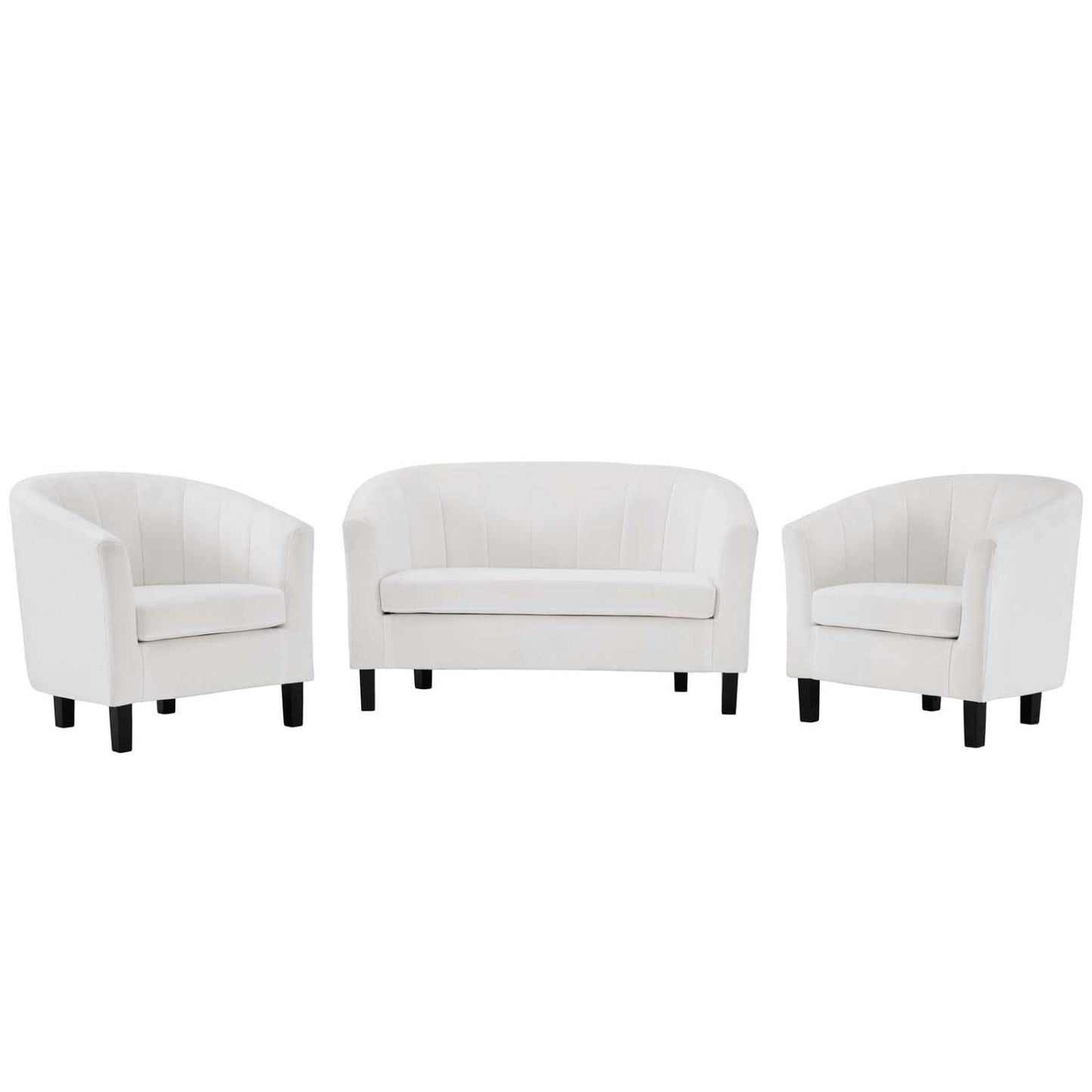 kitchen and dining room sets | CasaFoyer Prospect Performance Velvet Loveseat | 2 Armchair Set - Modern Twist on a Classic | Stain-Resistant Fabric | Elegant Channel Tufting | Comfortable & Stylish - White | casafoyer.myshopify.com