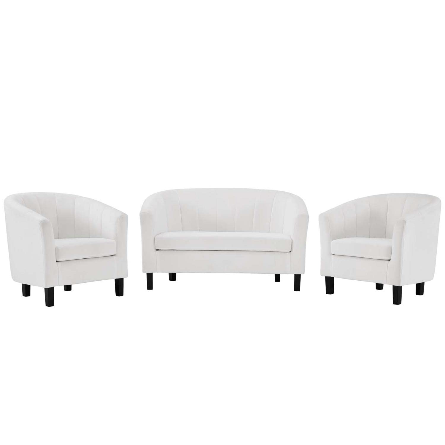 kitchen and dining room sets | CasaFoyer Prospect Performance Velvet Loveseat | 2 Armchair Set - Modern Twist on a Classic | Stain-Resistant Fabric | Elegant Channel Tufting | Comfortable & Stylish - White | casafoyer.myshopify.com