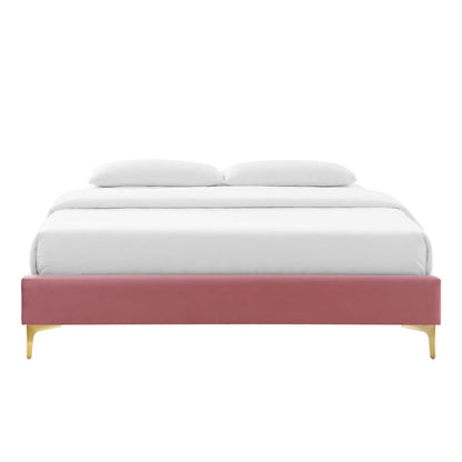 Bed | CasaFoyer Sutton Performance Velvet Twin Bed Frame | Stain-Resistant | Gold Metal Legs | Non-Marking Foot Caps | Easy Assembly | Twin Size | 800 lbs Weight Capacity | casafoyer.myshopify.com