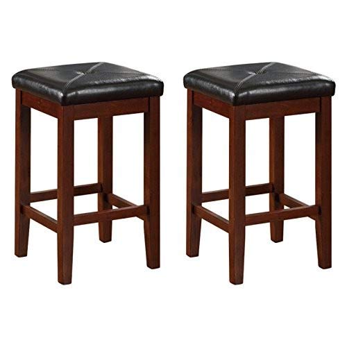 Dining Table | Ultimate Comfort and Style | Upholstered Square Seat Stool | Solid Hardwood | Simulated Brown Leather | Stain & Spill Resistant | 24 Seat Height | Ideal for Dining or Counter Seating | casafoyer.myshopify.com