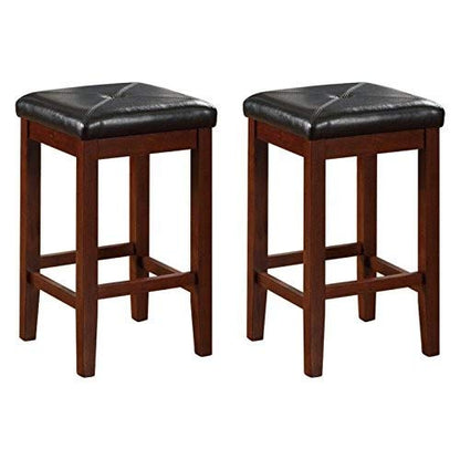 Dining Table | Ultimate Comfort and Style | Upholstered Square Seat Stool | Solid Hardwood | Simulated Brown Leather | Stain & Spill Resistant | 24 Seat Height | Ideal for Dining or Counter Seating | casafoyer.myshopify.com
