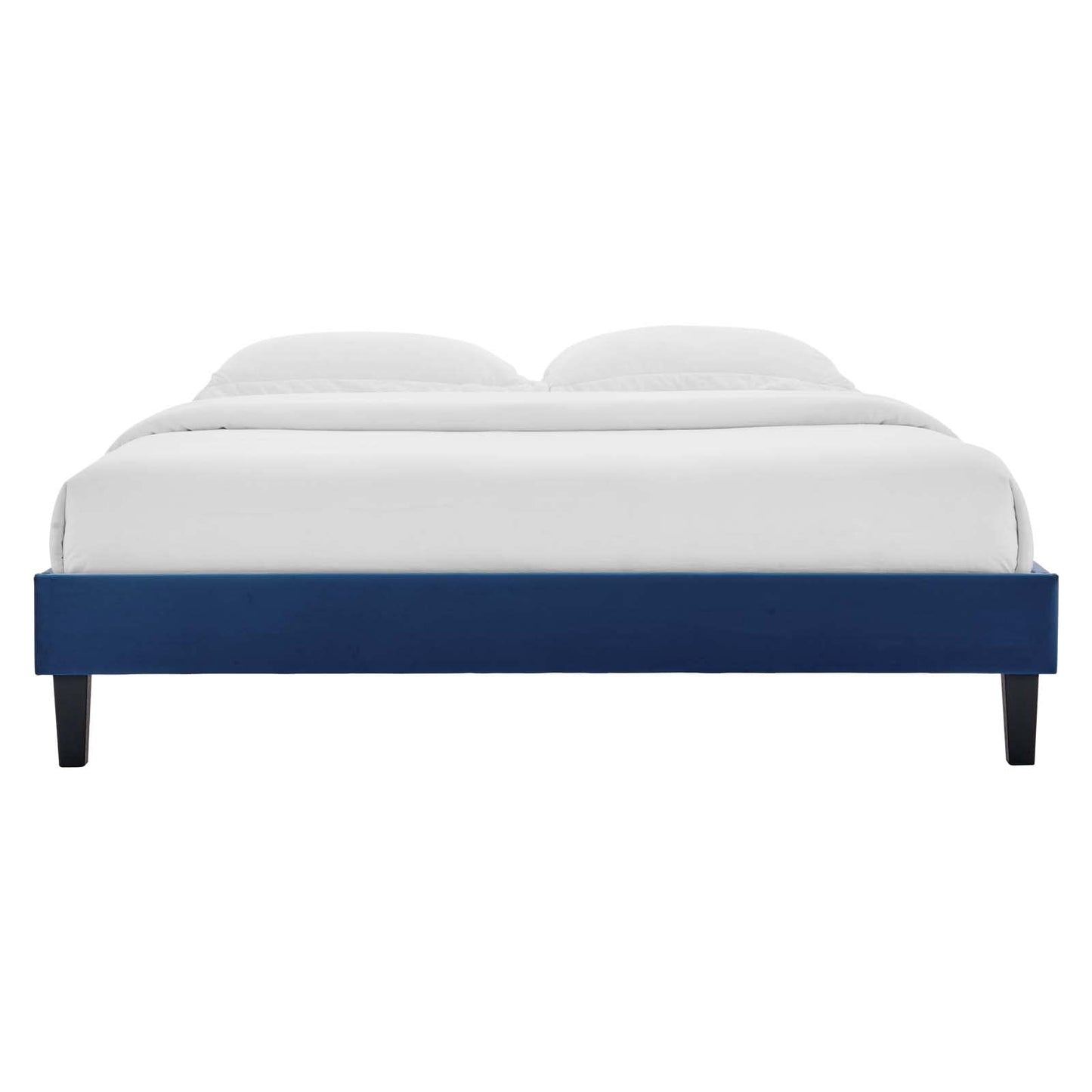 adjustable bed bases | CasaFoyer Reign Performance Velvet Queen Platform Bed Frame | Stain-Resistant | Solid Wood Legs | Memory Foam Compatible | Navy | casafoyer.myshopify.com