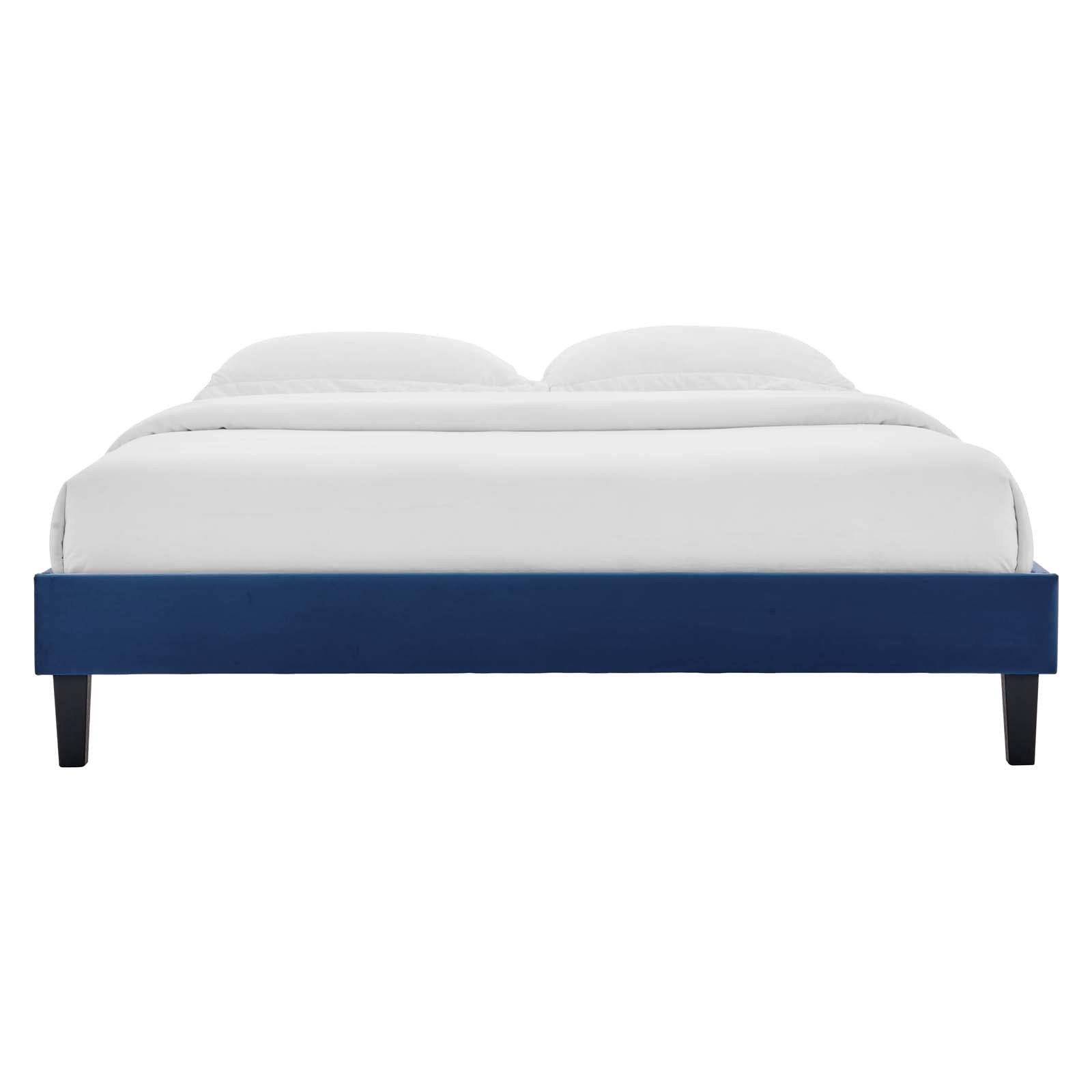 adjustable bed bases | CasaFoyer Reign Performance Velvet Queen Platform Bed Frame | Stain-Resistant | Solid Wood Legs | Memory Foam Compatible | Navy | casafoyer.myshopify.com