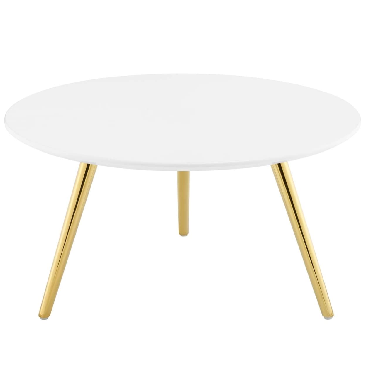 coffee tables | Ergode Lippa 28 Round Coffee Table | Timeless Design | White Lacquered Top | Gold Tripod Base | Ideal for Living Room, Lounge, or Home Office | casafoyer.myshopify.com
