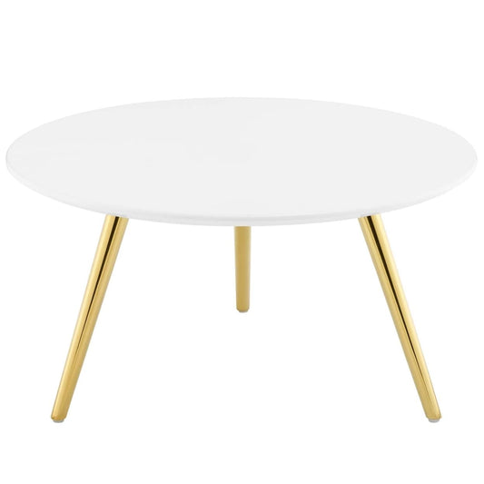 coffee tables | Ergode Lippa 28 Round Coffee Table | Timeless Design | White Lacquered Top | Gold Tripod Base | Ideal for Living Room, Lounge, or Home Office | casafoyer.myshopify.com