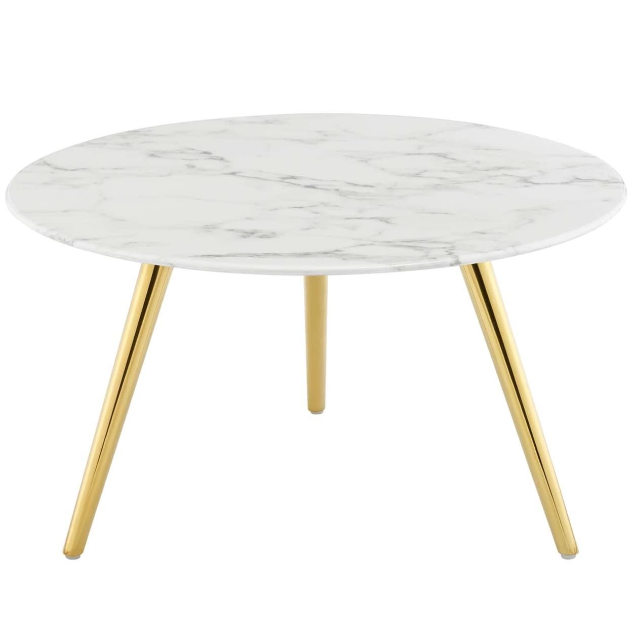 coffee tables | Ergode Lippa 28 Round Faux Marble Coffee Table | Gold White | Timeless Design | Scratch-Resistant Finish | Ideal for Living Room, Lounge, Home Office | casafoyer.myshopify.com