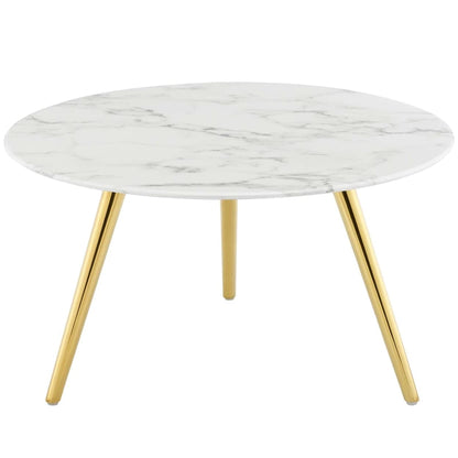 coffee tables | Ergode Lippa 28 Round Faux Marble Coffee Table | Gold White | Timeless Design | Scratch-Resistant Finish | Ideal for Living Room, Lounge, Home Office | casafoyer.myshopify.com