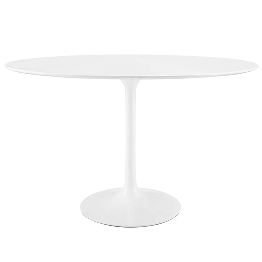 Dining Table | Lippa 48 Oval Dining Table | Timeless Modernism | Seamless Organic Shape | White Top | Metal Tapered Base | Chip-Resistant Finish | casafoyer.myshopify.com