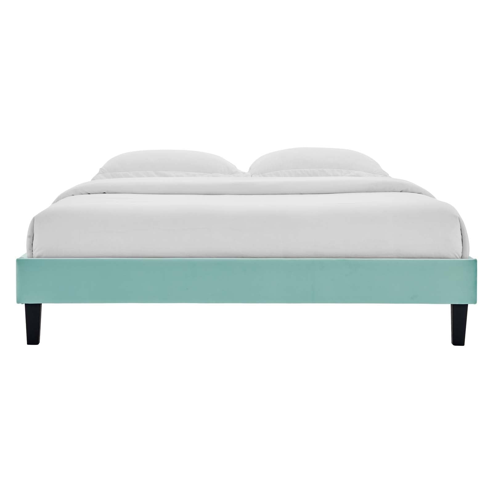adjustable bed bases | CasaFoyer Reign Performance Velvet Queen Platform Bed Frame | Soft & Stain-Resistant Upholstery | Sturdy Side Rails | Tapered Black Wood Legs | 800 lbs Weight Capacity | Assembly Required | Mattress Not Included | casafoyer.myshopify.com